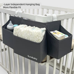 Surebaby hanging diaper caddy large capacity 23x10x4 inches for practical daily storage.