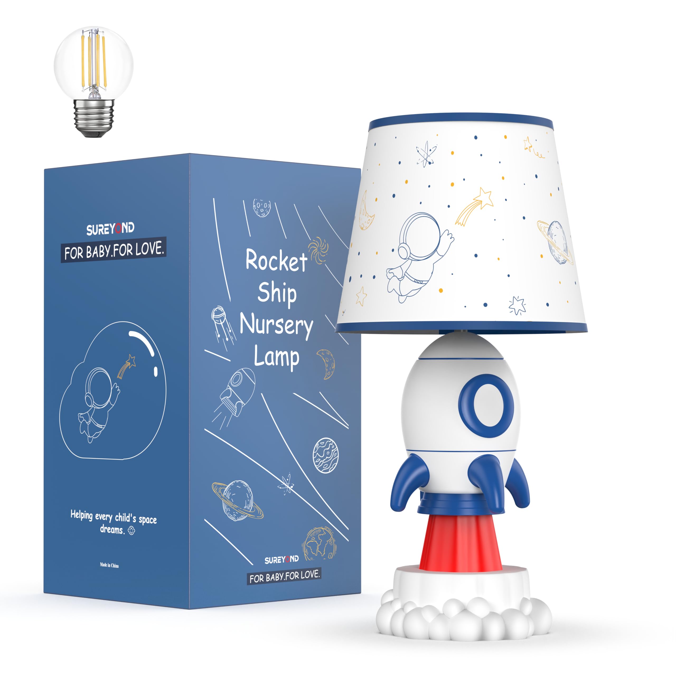 sureyond rocket lamp base showcases a sturdy resin rocket for safe, playful nursery decor.