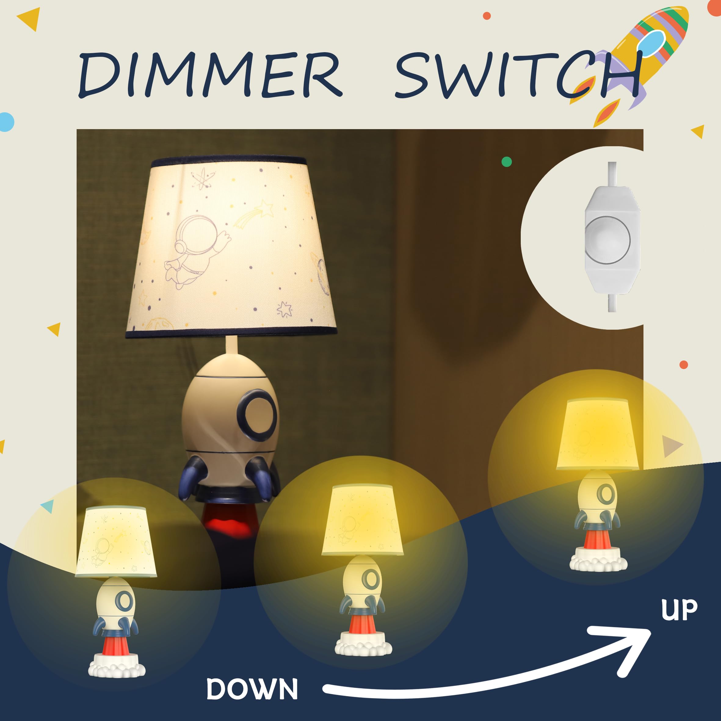 sureyond rocket lamp dimming switch enables stepless brightness control for comfort.