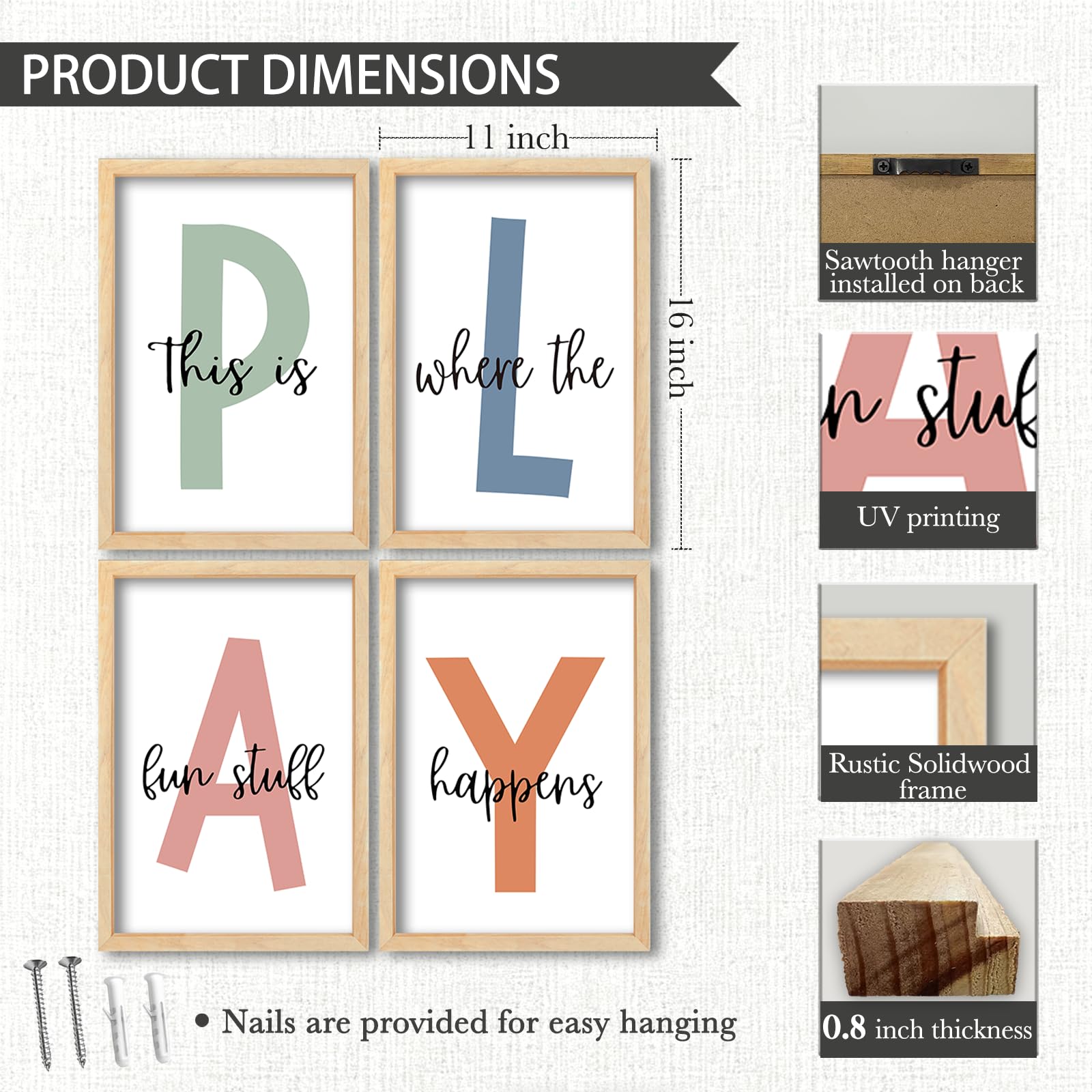 Surfapans set4 wall art closeup shows durable wood frame and fade-resistant center.