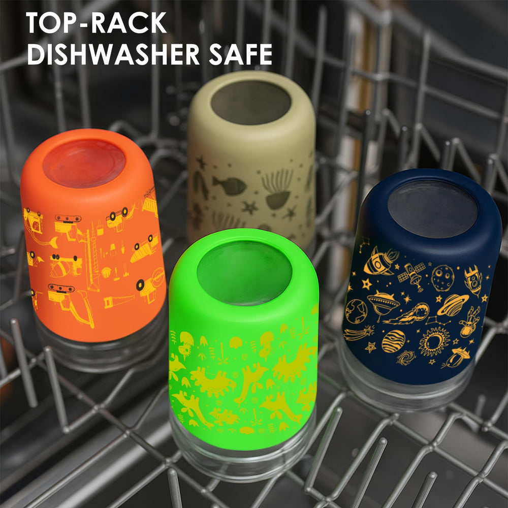 Sursip 2-in-1 glass cups with lids for snacks and drinks.