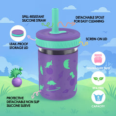 Sursip toddler glass cups with colorful sleeve and non-slip grip.