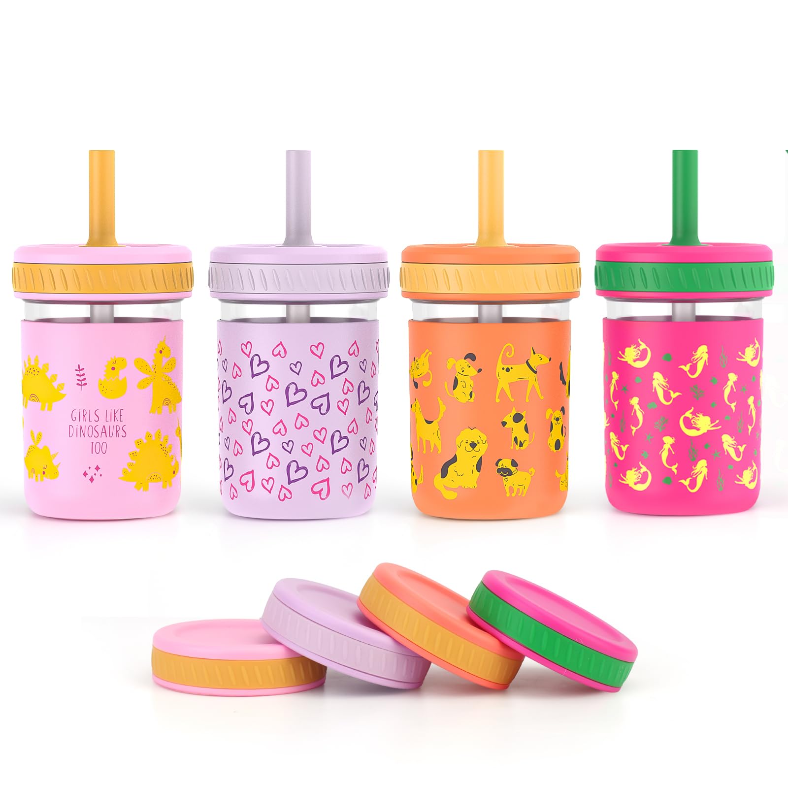 Sursip toddler glass cups with silicone sleeve pour for safe handling.
