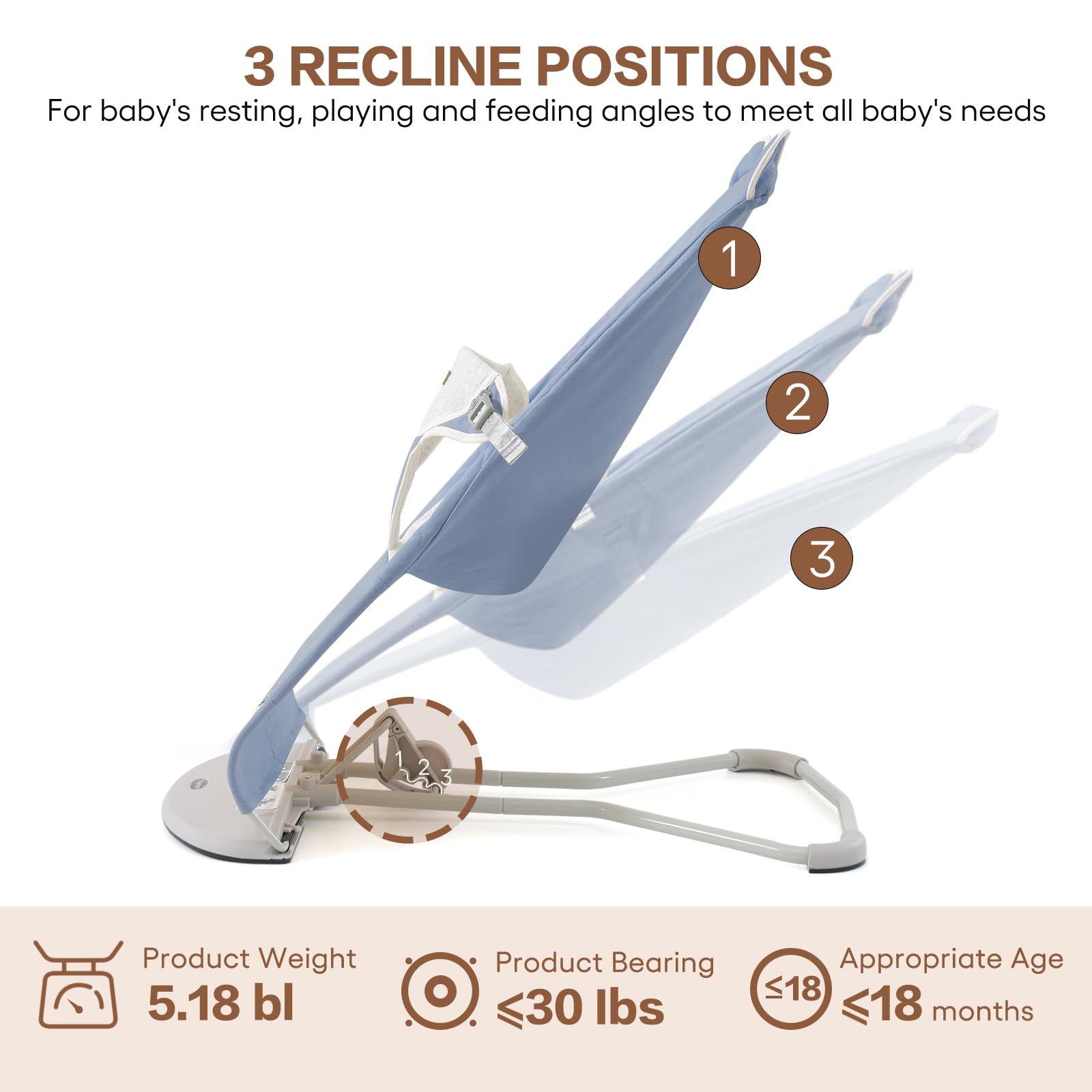 Susomx Baby Bouncer machine-washable cotton cover keeps messes quick to clean