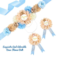 SUSSURRO daddy corsage with teddy bear blue for matching expectant dad styling