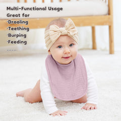 Susurration adjustable bandana bib snaps in plum for growing babies' comfortable fit.