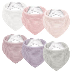 Susurration pink front view bib shows soft muslin and plush backing for drool protection