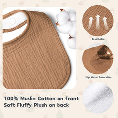 Susurration baby bibs with adjustable snaps for growing comfort.
