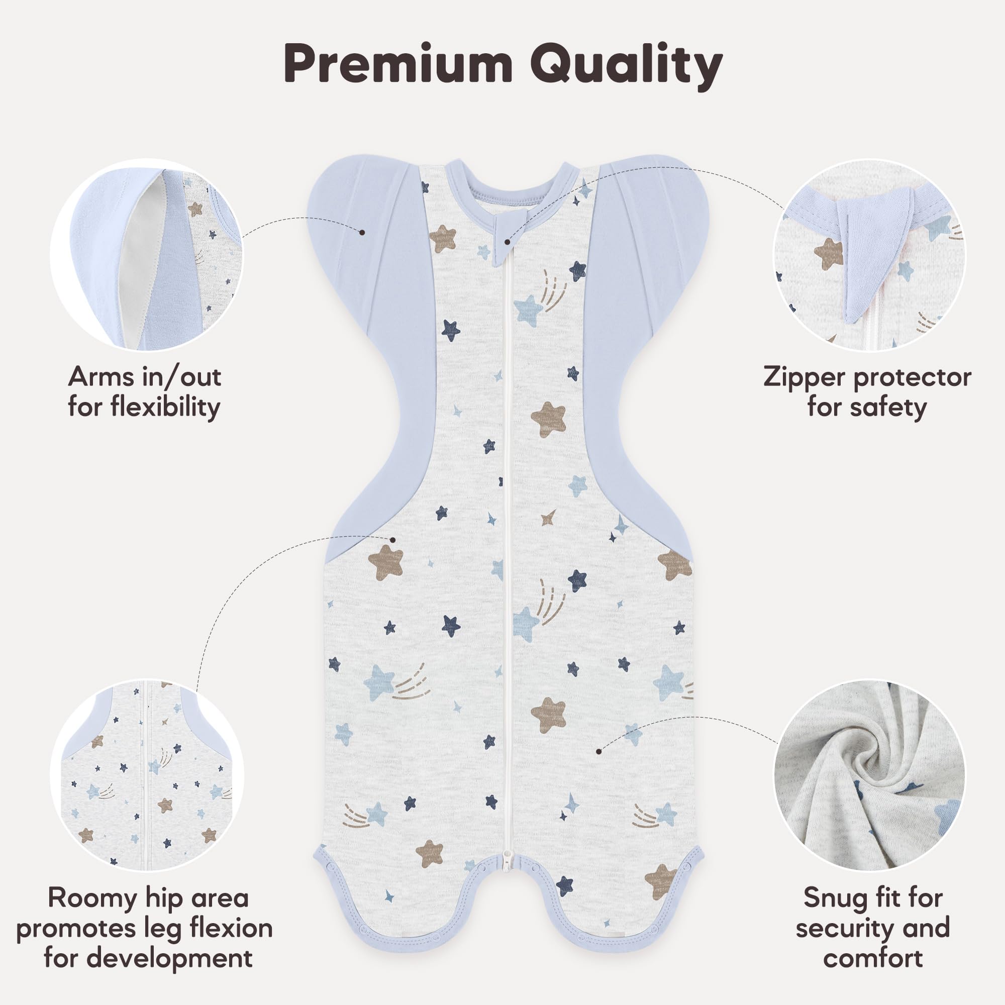 Susurration baby sleep sack 2-pack flatlay demonstrates coordinated design for quick nighttime changes