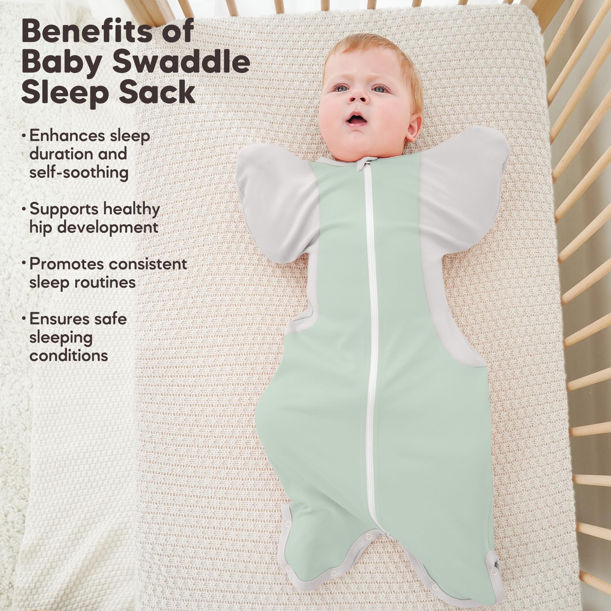Susurration Baby Sleep Sack hip-healthy design supports natural leg movement for comfortable sleep