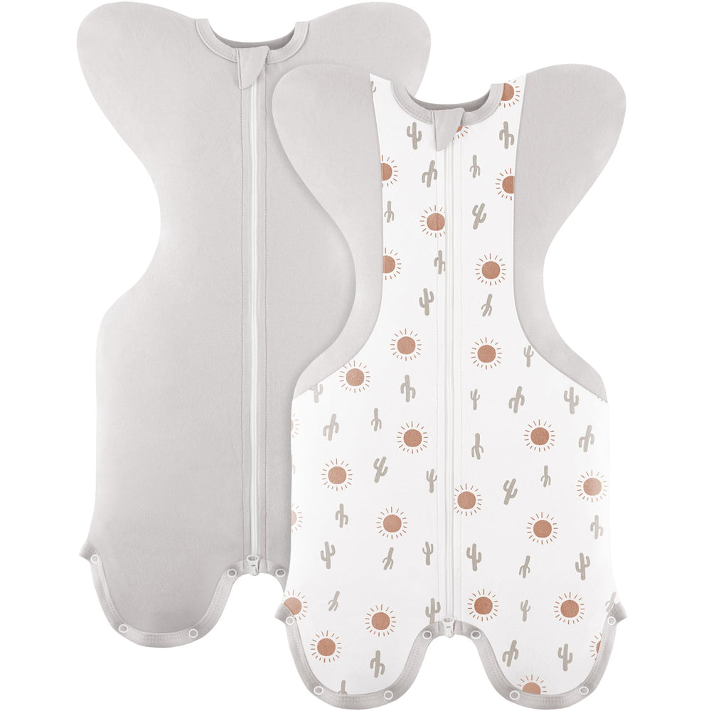 Susurration baby sleep sack demonstrates newborn arms-up pose for self-soothing sleep.