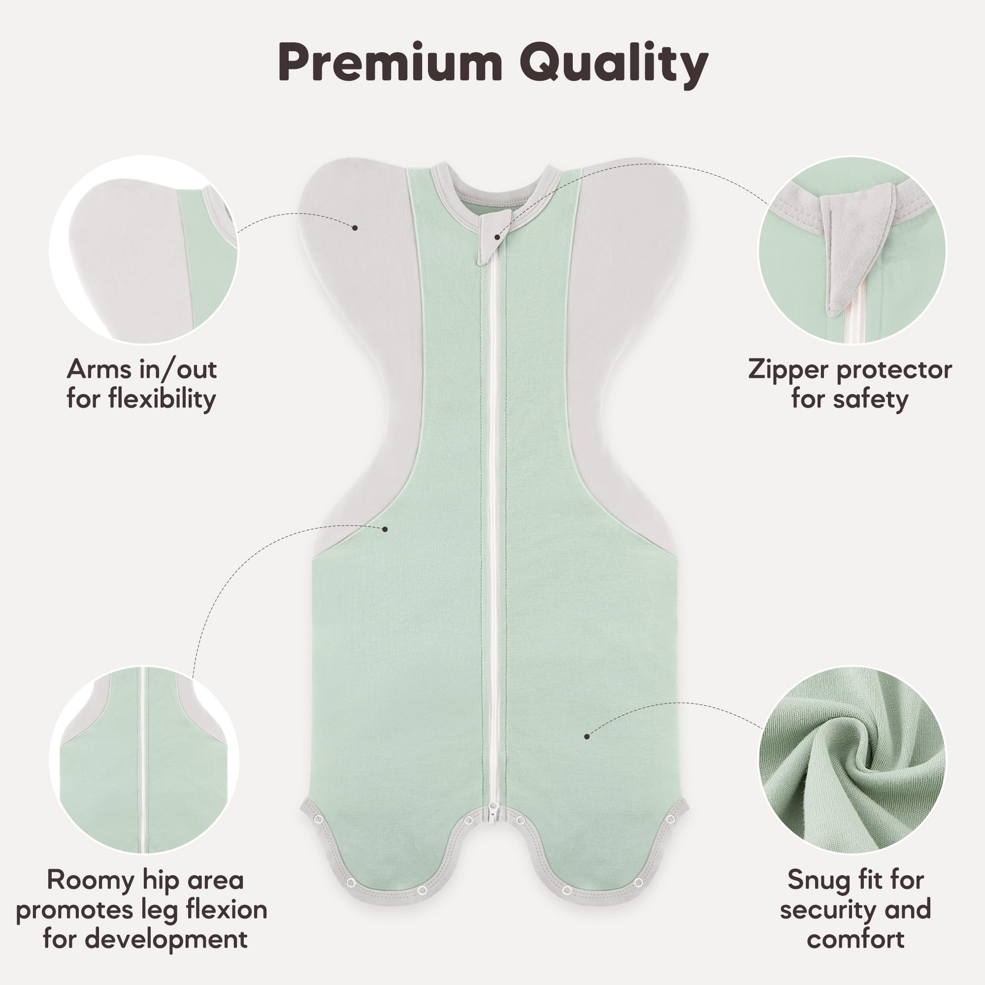 Susurration Baby Sleep Sack swaddle closeup highlighting soft fabric and self-soothing design