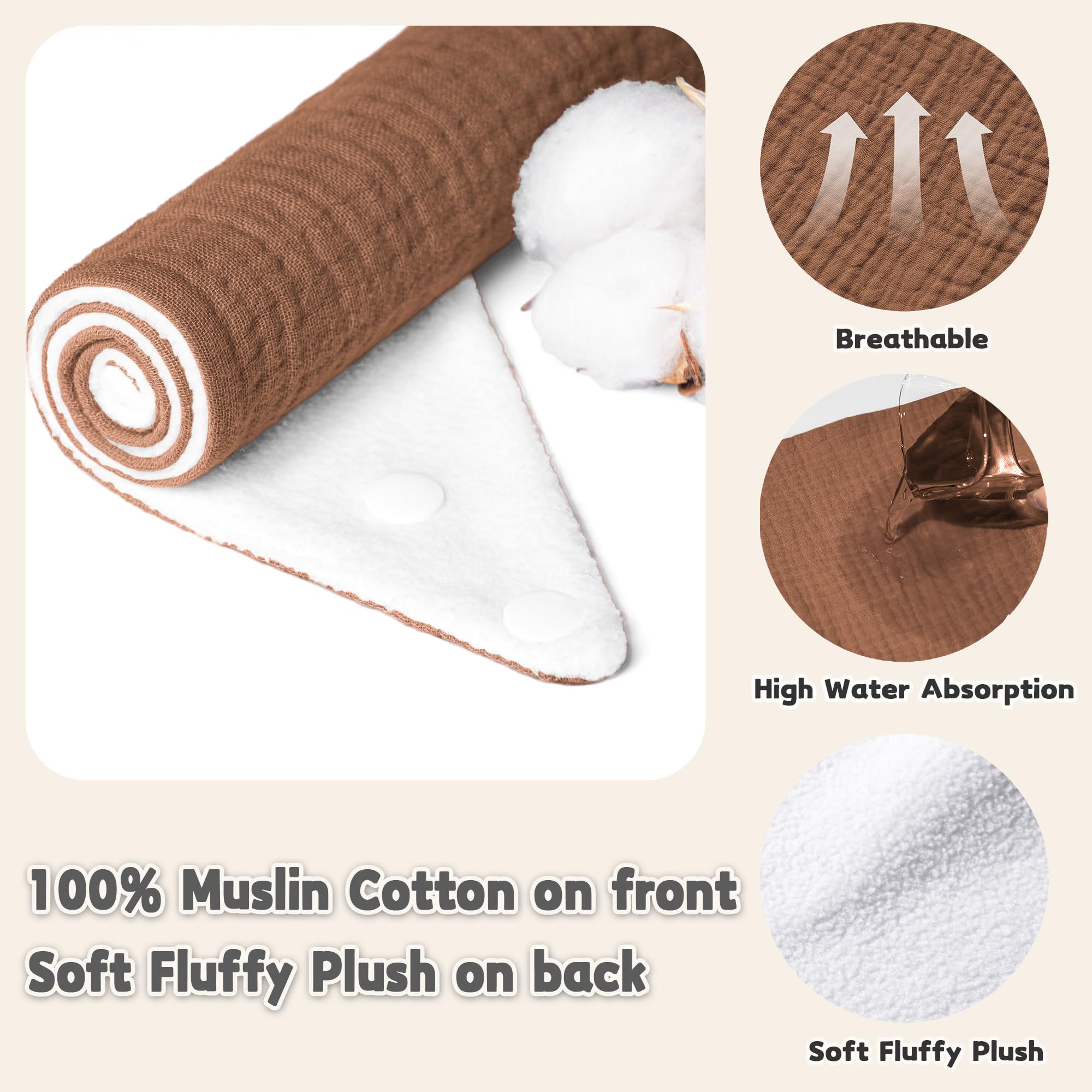 Susurration soft plush back on bib for skin-friendly comfort and quick absorption.