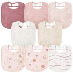 Susurration bibs pack muslin-front shows soft cotton for gentle skin contact.