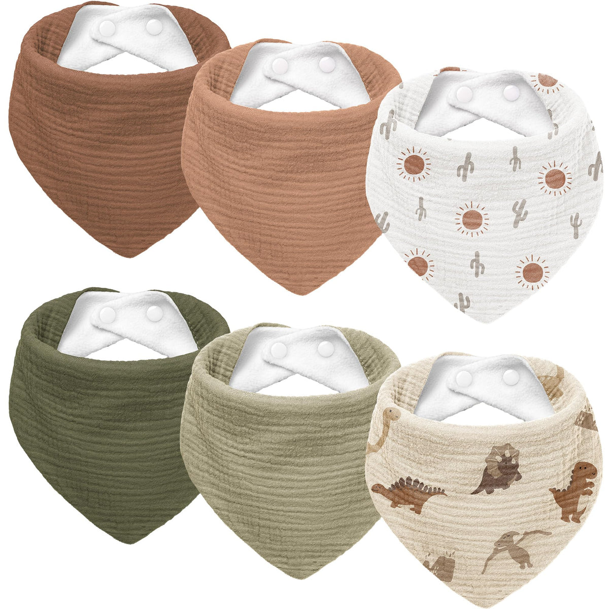 Susurration dinosaurs park bibs front view with adjustable fit for growing babies