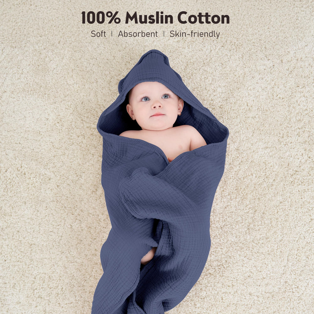 Susurration hooded baby towel hood detail showing secure fit and warmth