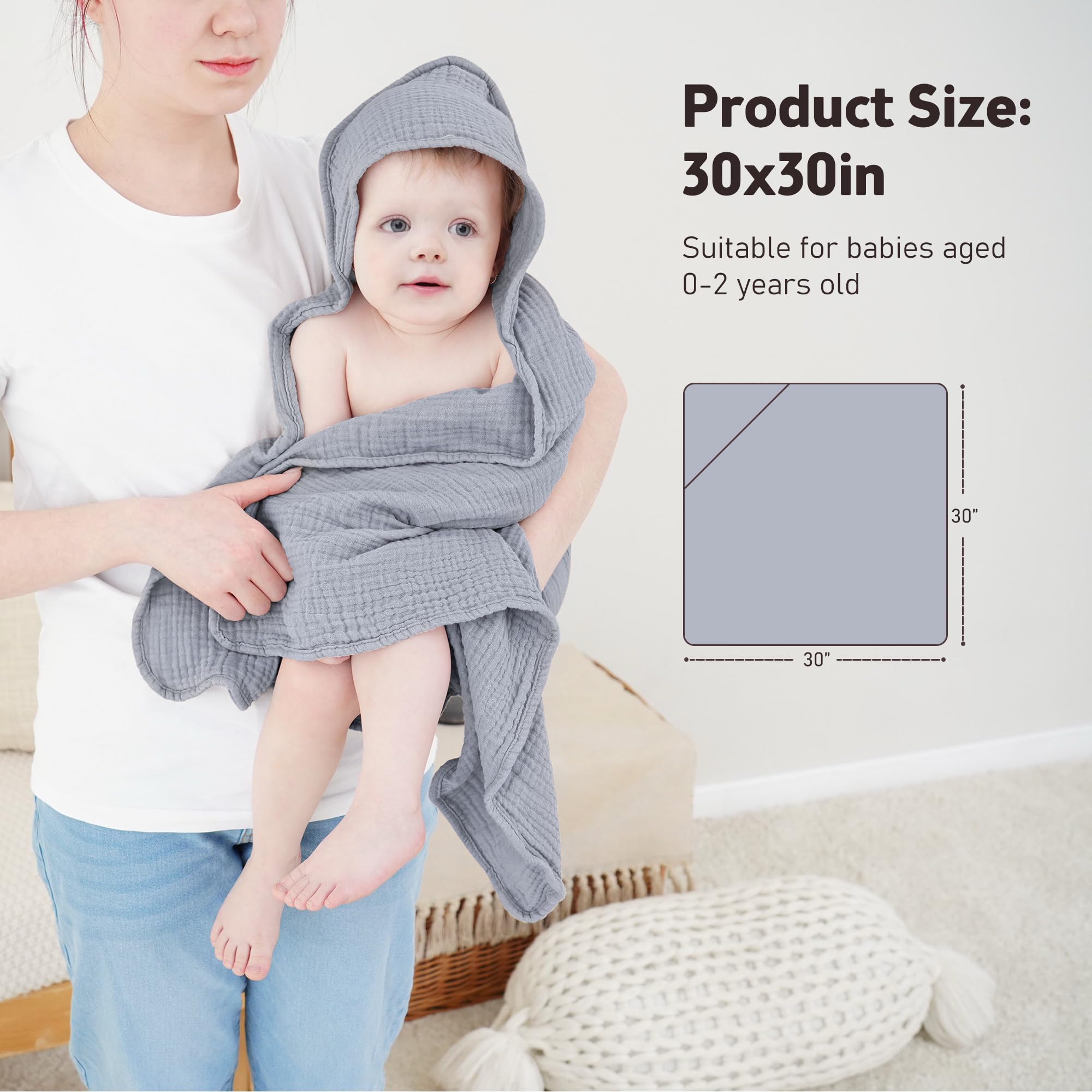 Susurration hooded baby towel ultra-soft muslin closeup highlighting breathable comfort