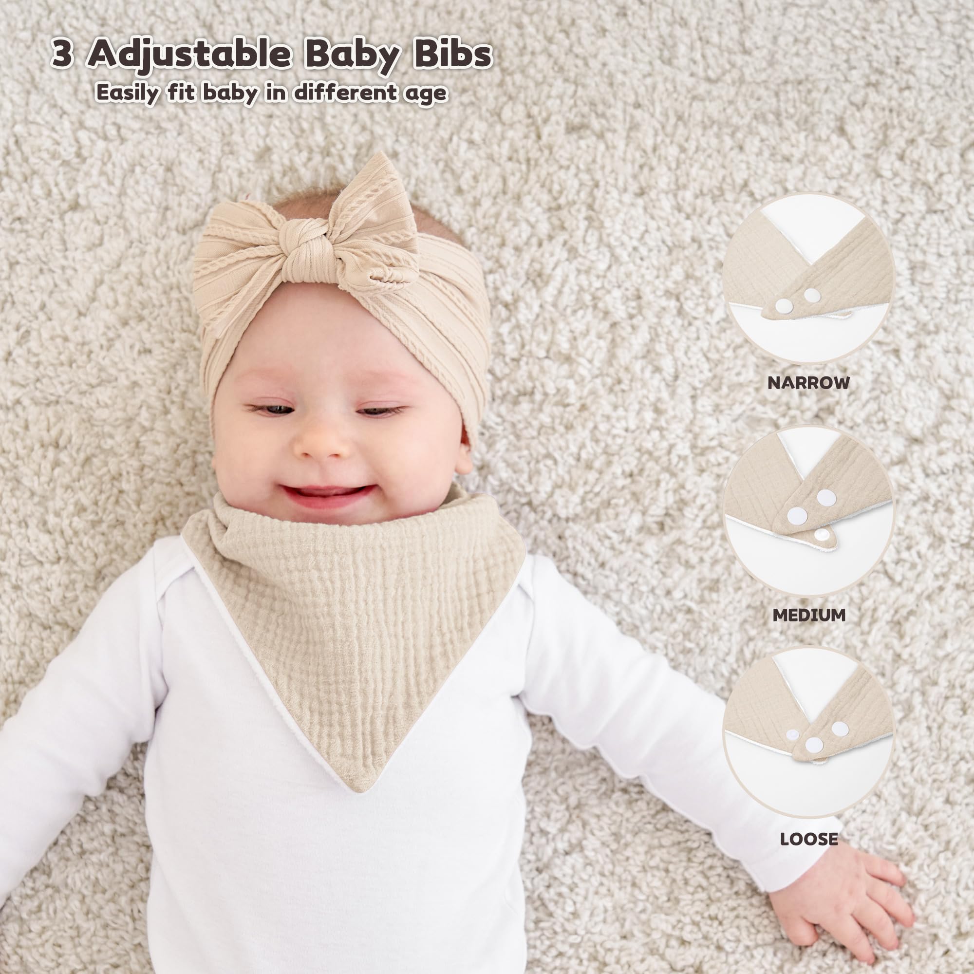 Susurration muslin baby bib closeup absorbent layer demonstrates high absorption during drool.