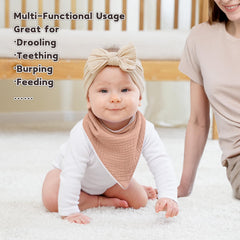 Susurration Muslin Baby Bibs adjustable-snaps image demonstrates customizable fit for growing babies.