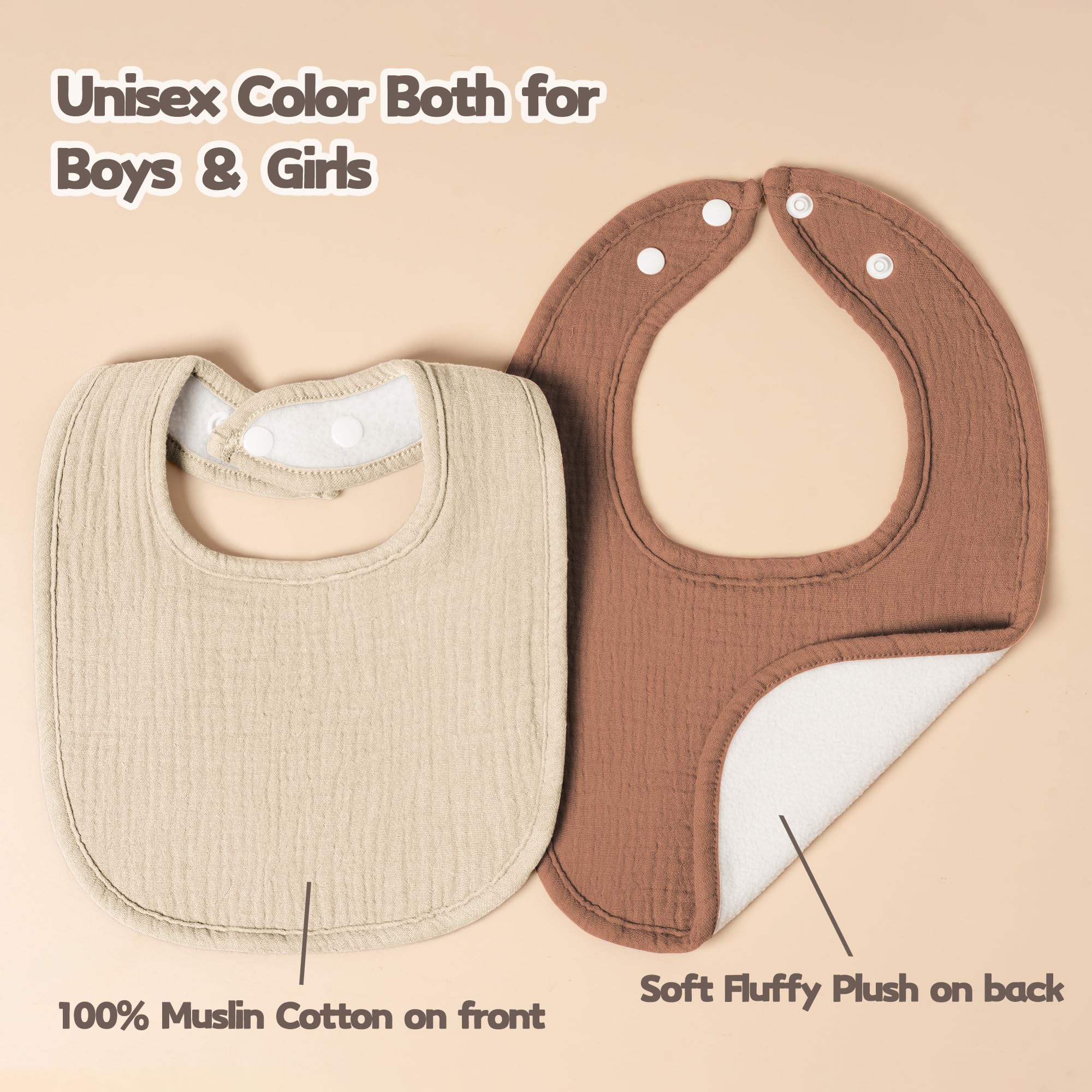 Susurration muslin baby bibs on baby during mealtime, catching spills with ease
