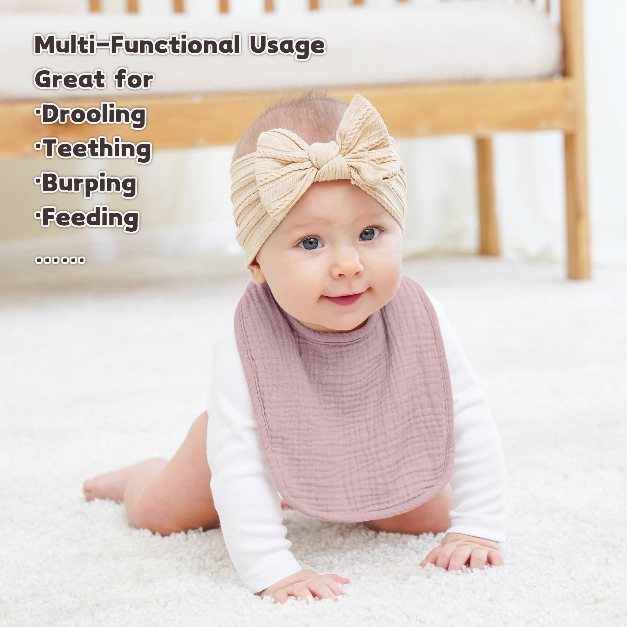Susurration muslin baby bibs unisex design highlights easy mixing with outfits while staying comfy.