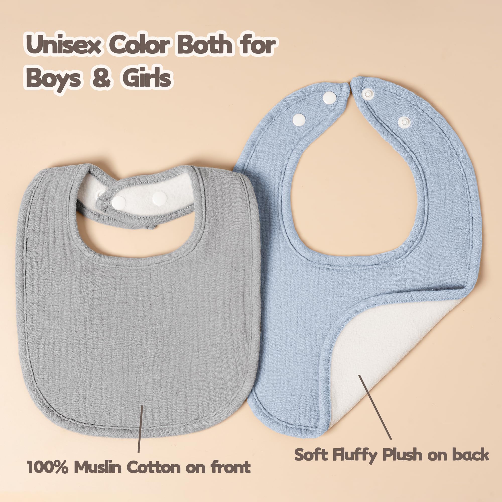 Susurration Muslin Baby Bibs washable care keeps softness after washing.