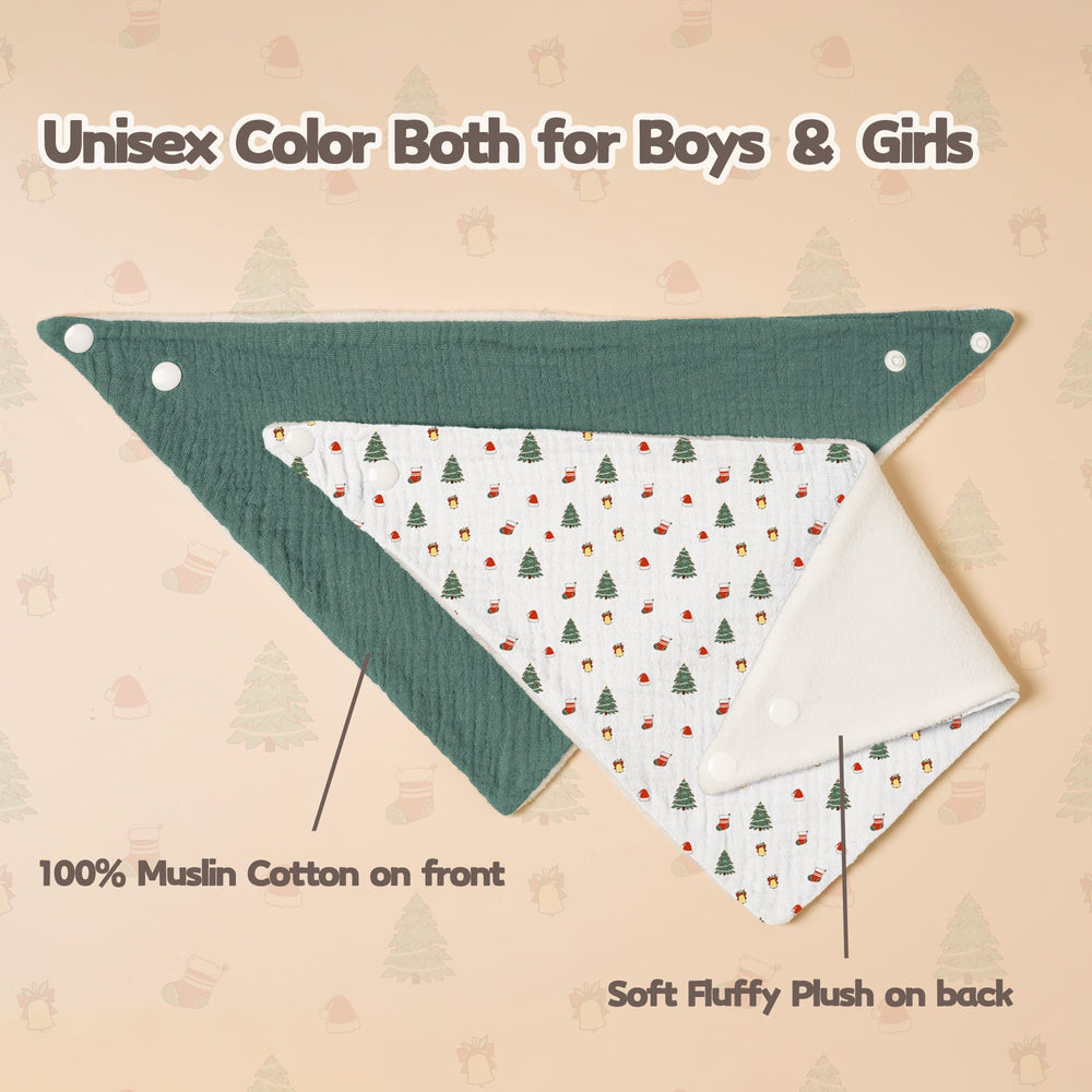 Susurration muslin baby drool bibs adjustable-snaps, fits newborn to 36 months.