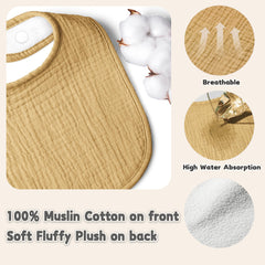 Susurration adjustable-snaps bib close-up demonstrates growing-fit for babies.