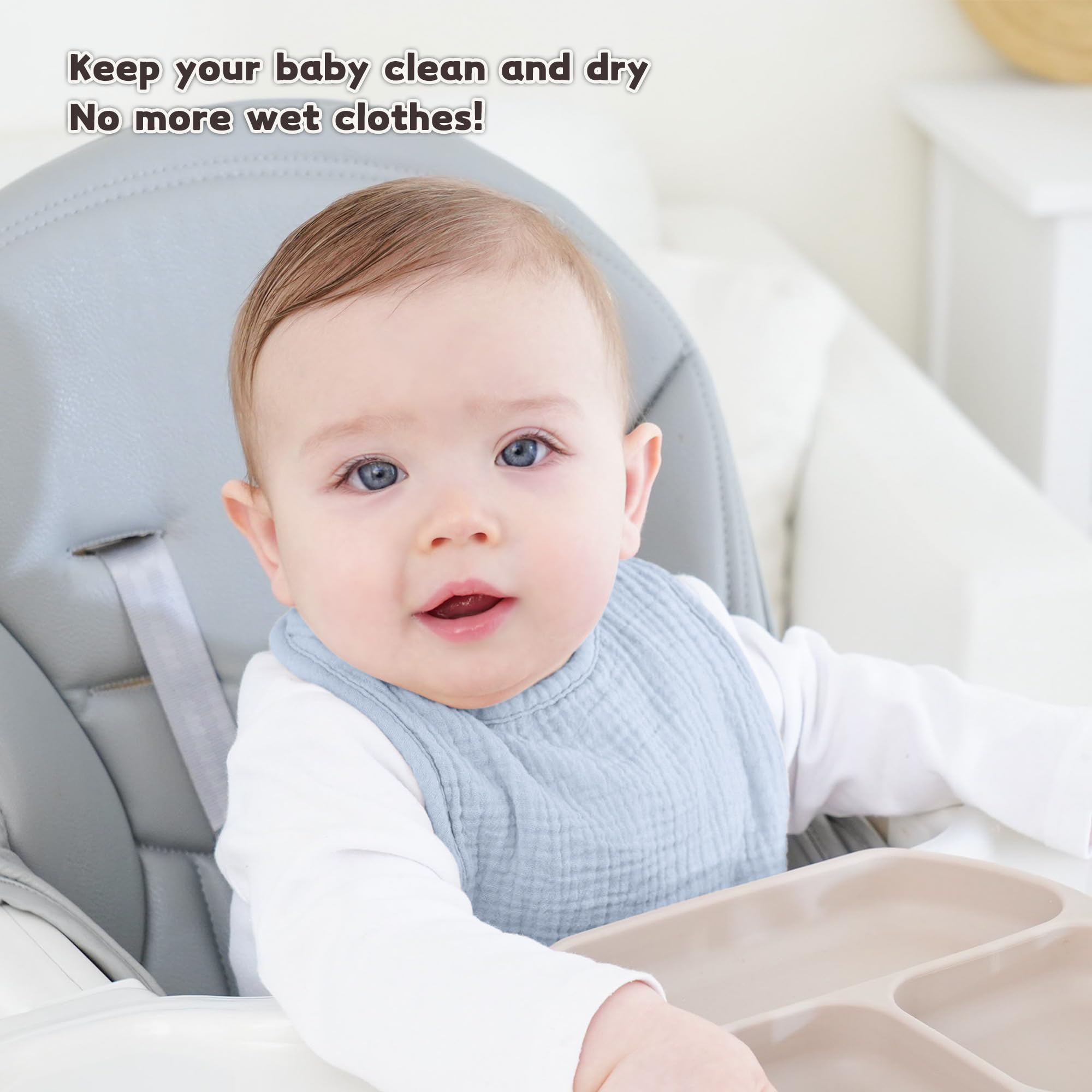 Susurration muslin baby drool bib blue skin-friendly-fabric—breathable comfort for long wear.