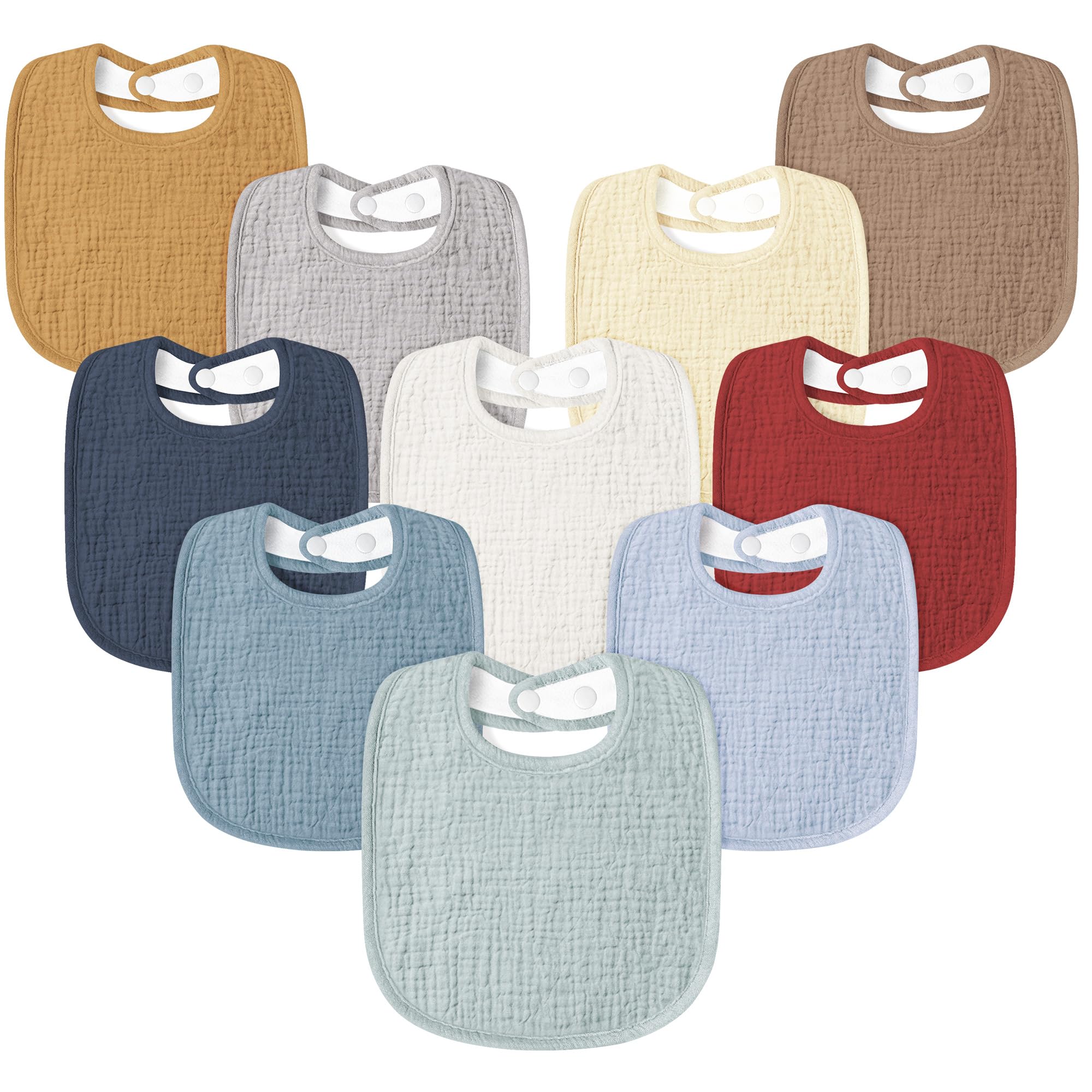 Susurration Muslin Baby Drool Bib close-up shows absorbent front and soft backing.