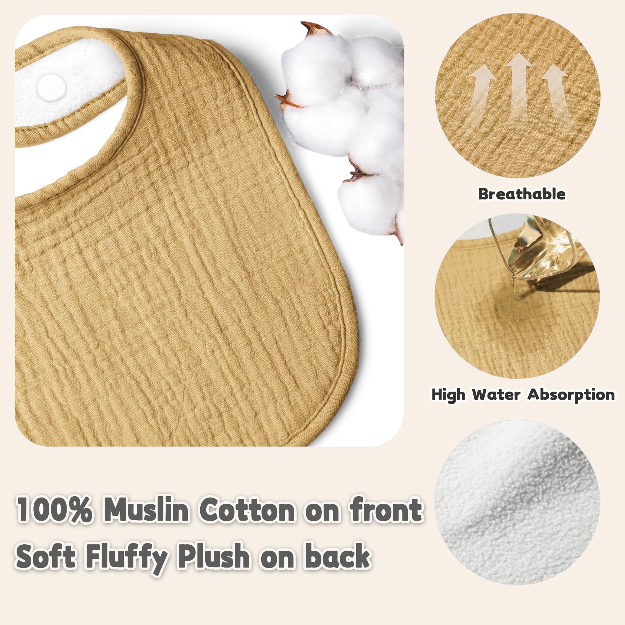 Susurration muslin baby drool bibs easy care and machine washable