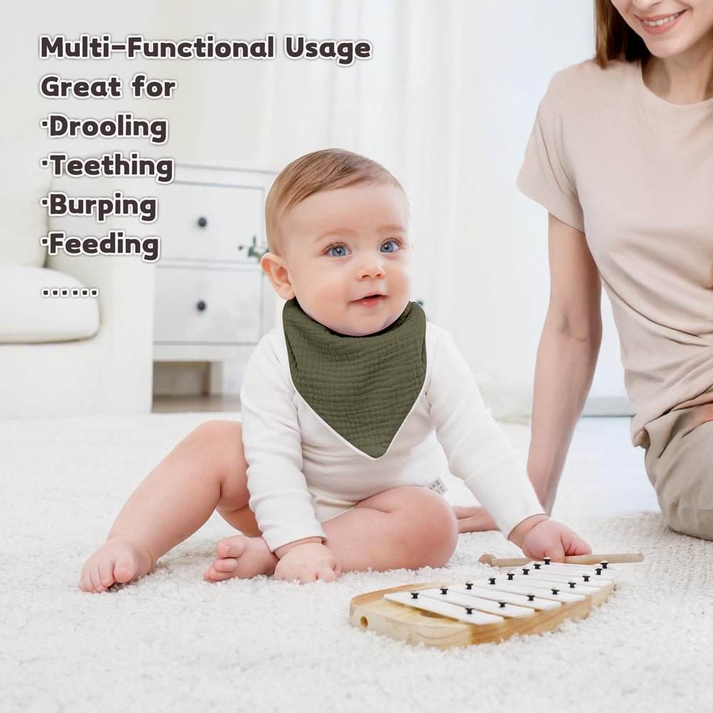 Susurration muslin baby drool bibs soft plush back aids splash-free meals.