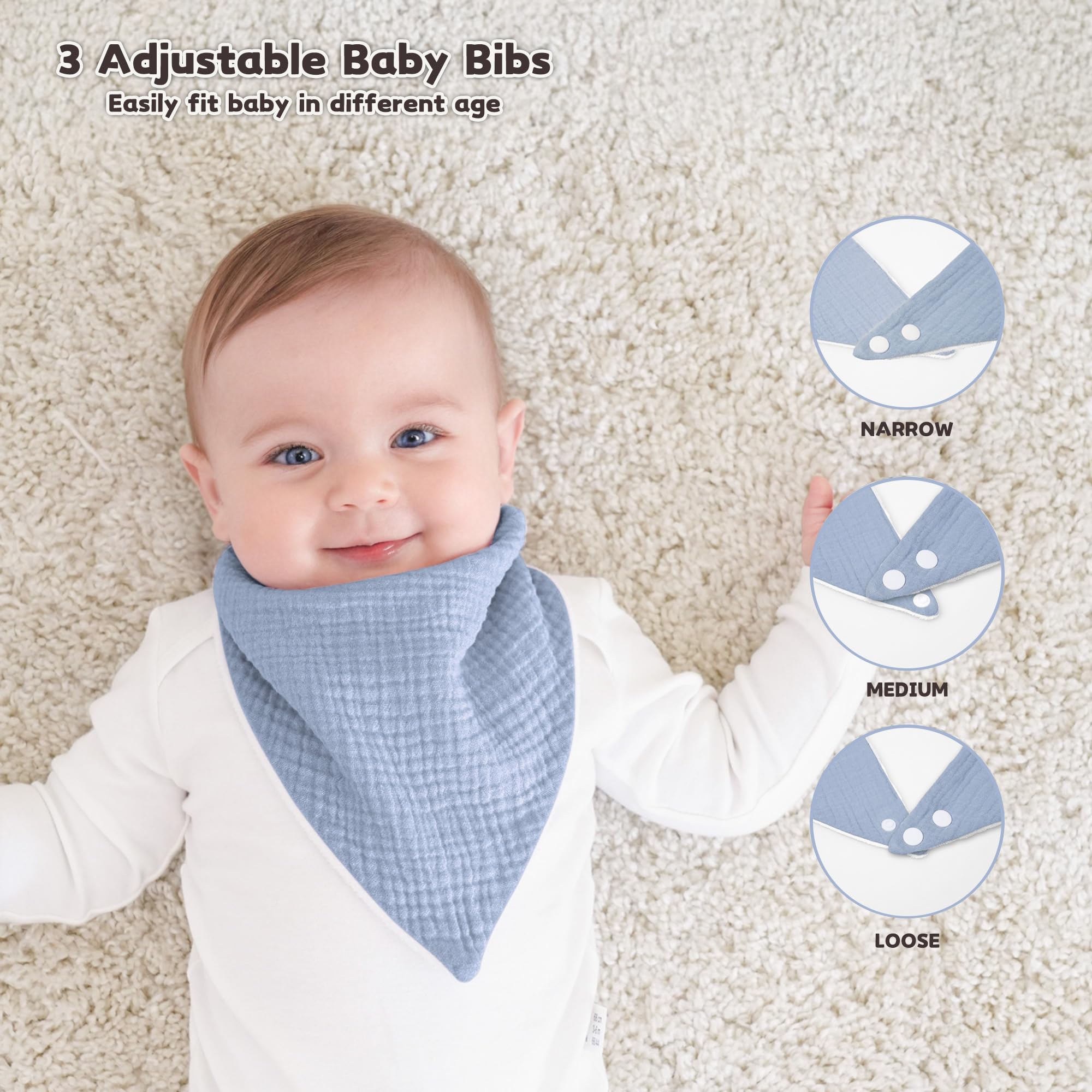 Susurration Muslin Bibs fabric close-up reveals breathable cotton muslin and plush backing.