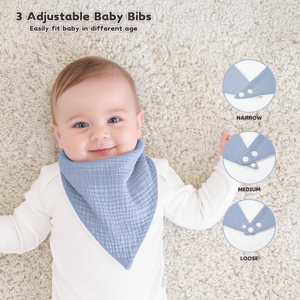 Susurration Muslin Bibs fabric close-up reveals breathable cotton muslin and plush backing.