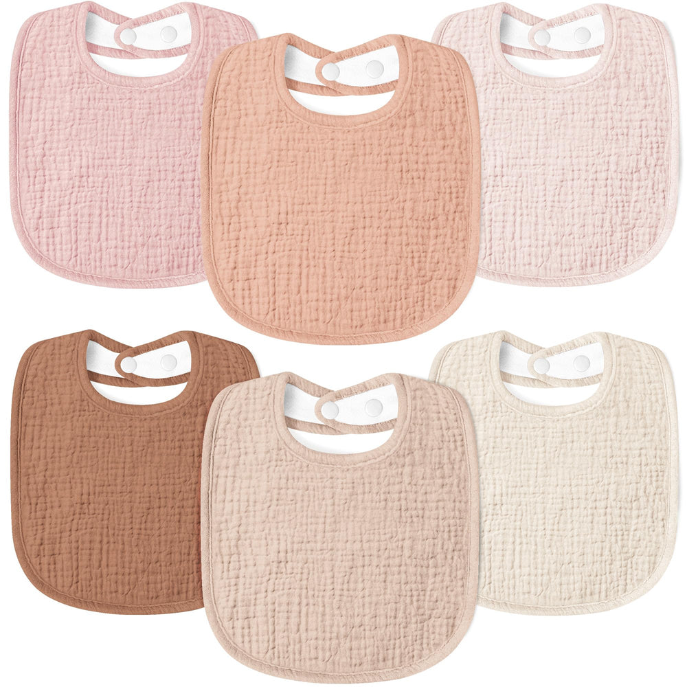 Susurration muslin baby drool bibs front view shows dual-layer absorbency and soft touch