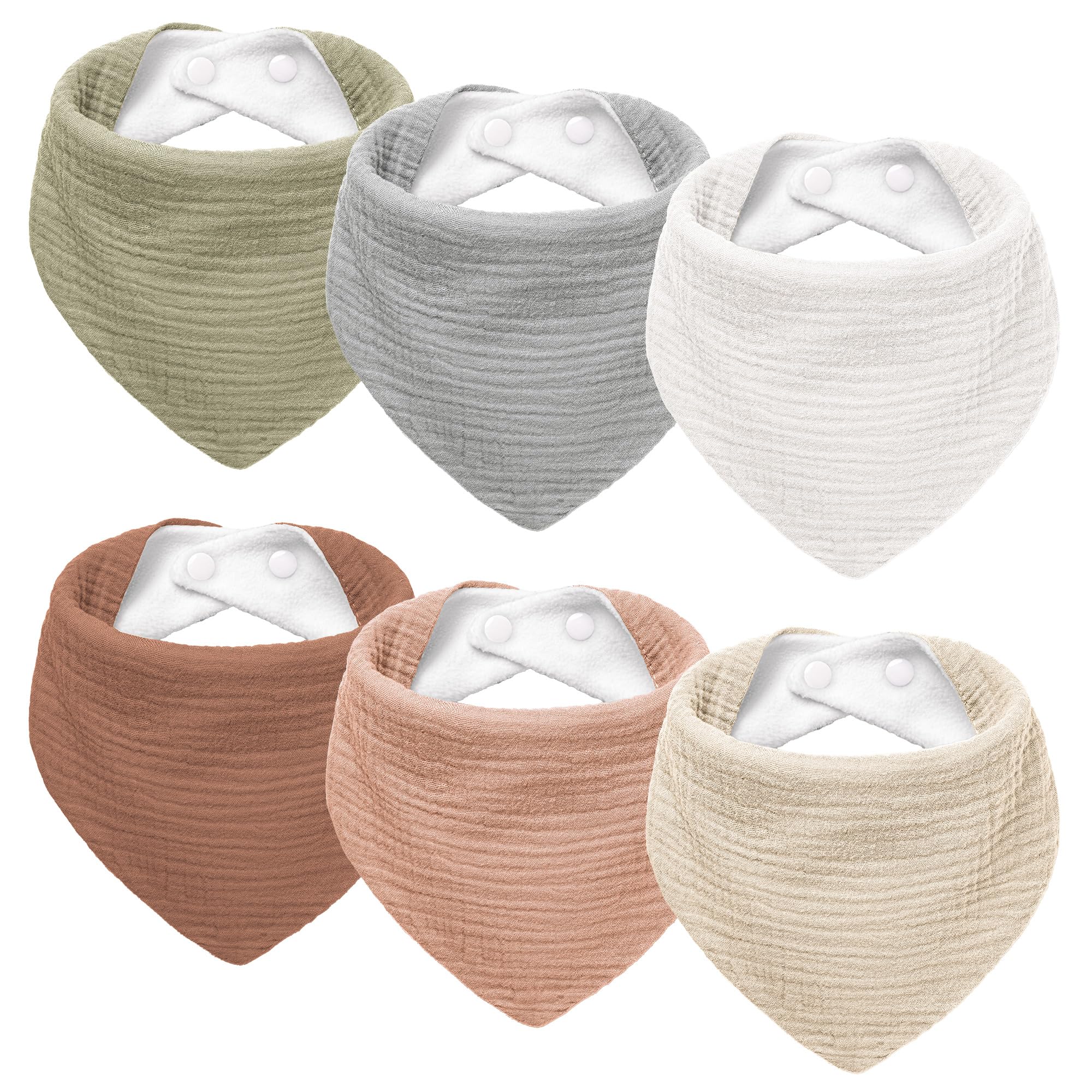 Susurration muslin baby drool bibs in colorful triangular pack for all-day drool coverage.