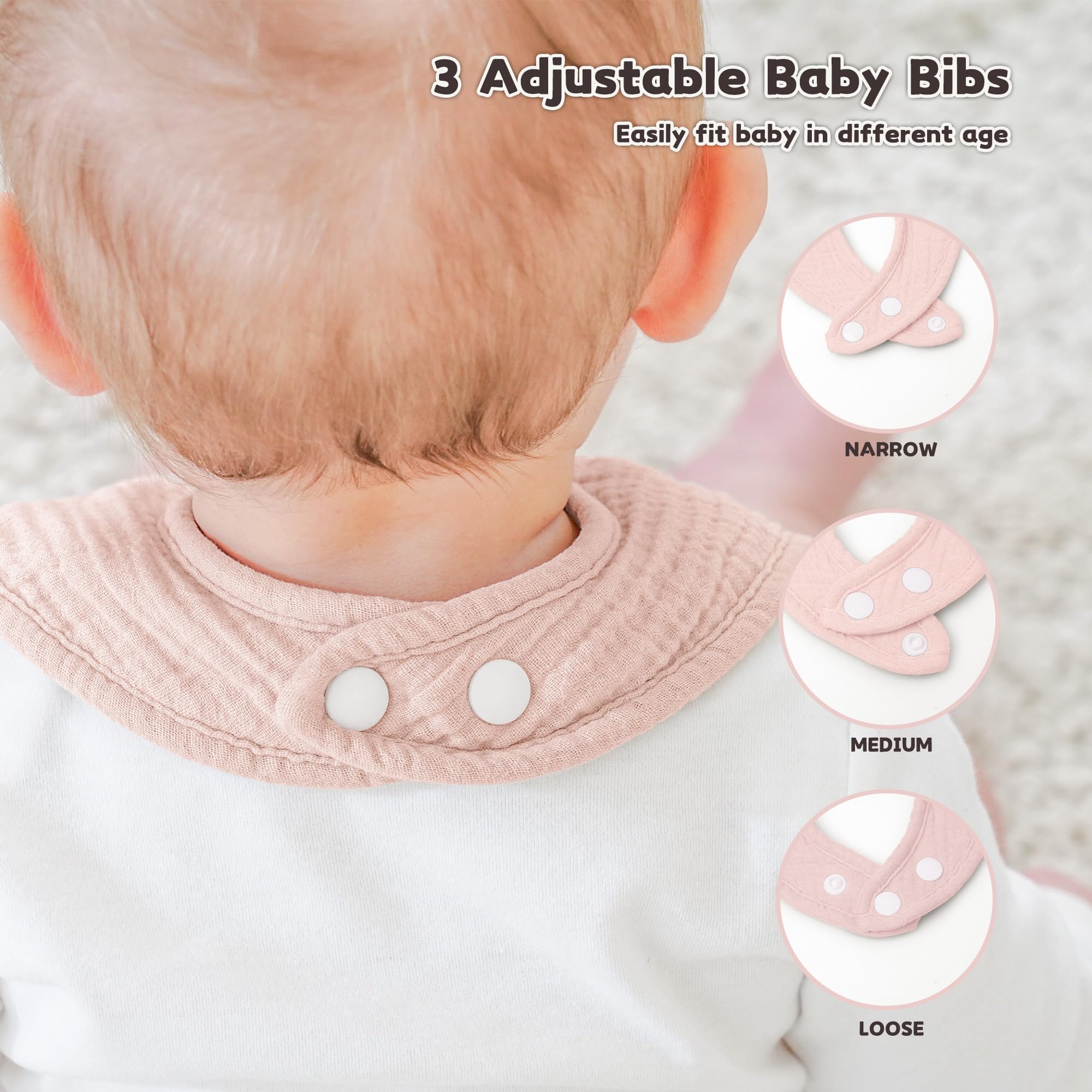 Susurration Muslin Baby Drool Bibs pink print styled outfit matchability with unisex design