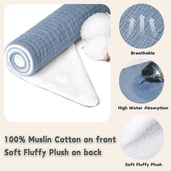 Susurration Muslin Baby Drool Bibs snaps detail showing adjustable fit for growth.