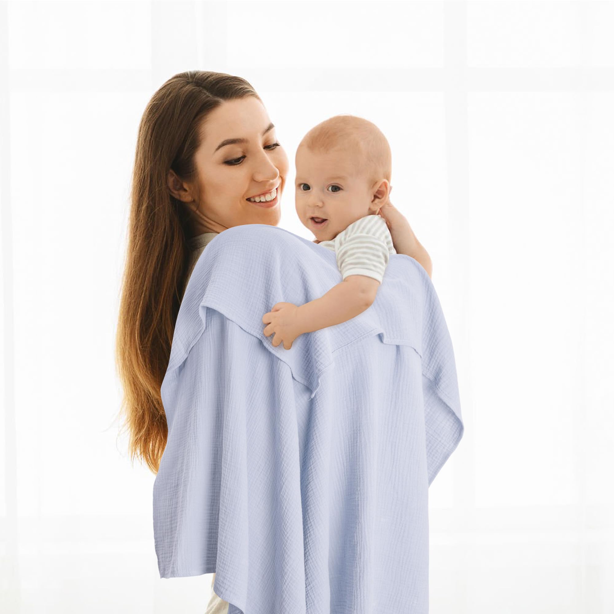 Susurration muslin swaddle navy texture closeup highlights absorbent thickened cotton for quick cleanups.