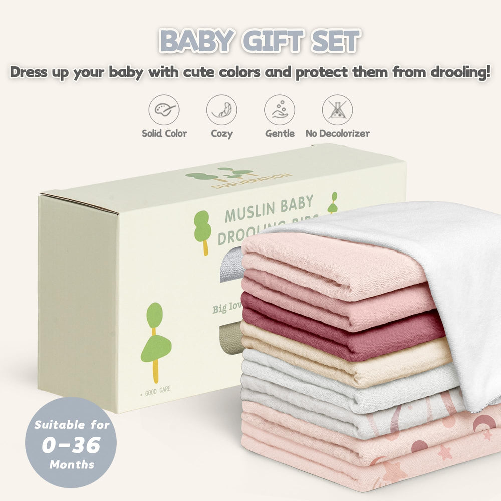 Susurration pink-print-bib adds cute gift-ready option for new parents.