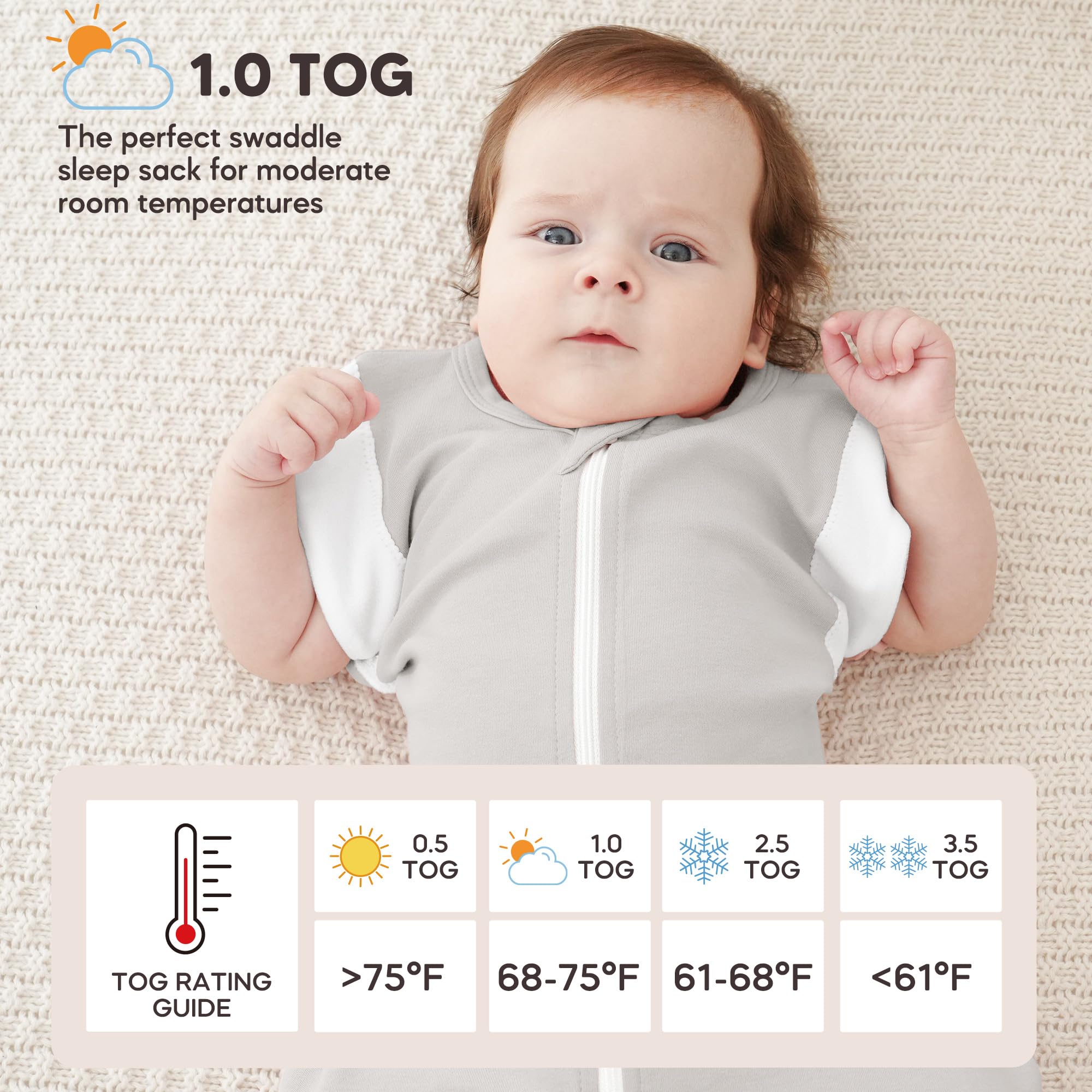 Susurration sleep sack room temp guide, ideal for 68-75°F sleeping environments