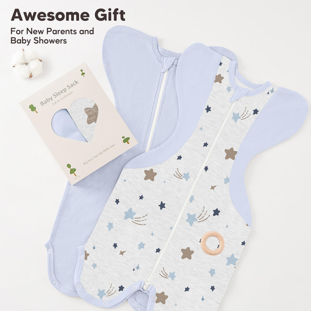 Susurration two-pack provides convenient newborn sleep sacks for routine nights.