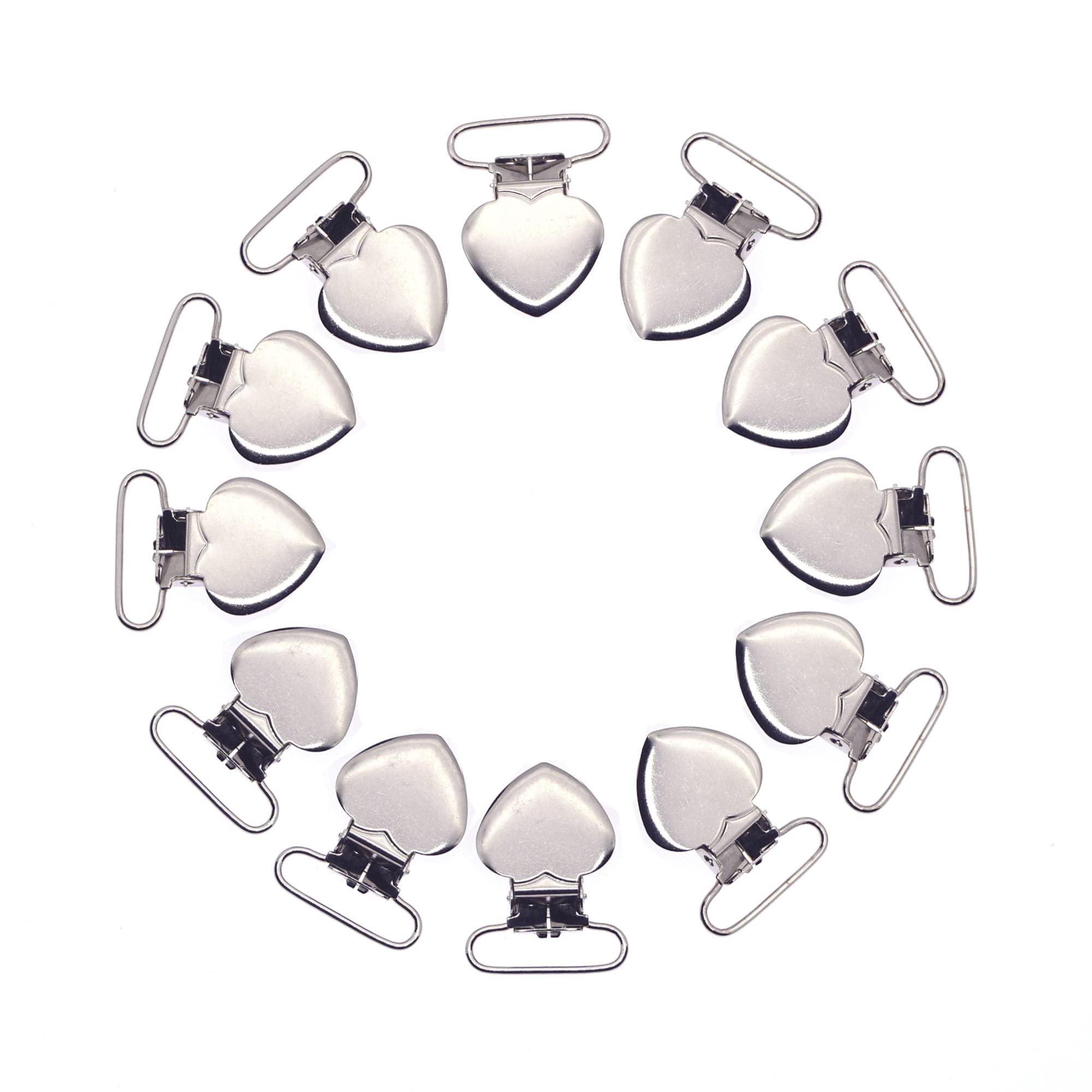 Sutoyuen heart pacifier clip closeup with plastic teeth protecting fabric
