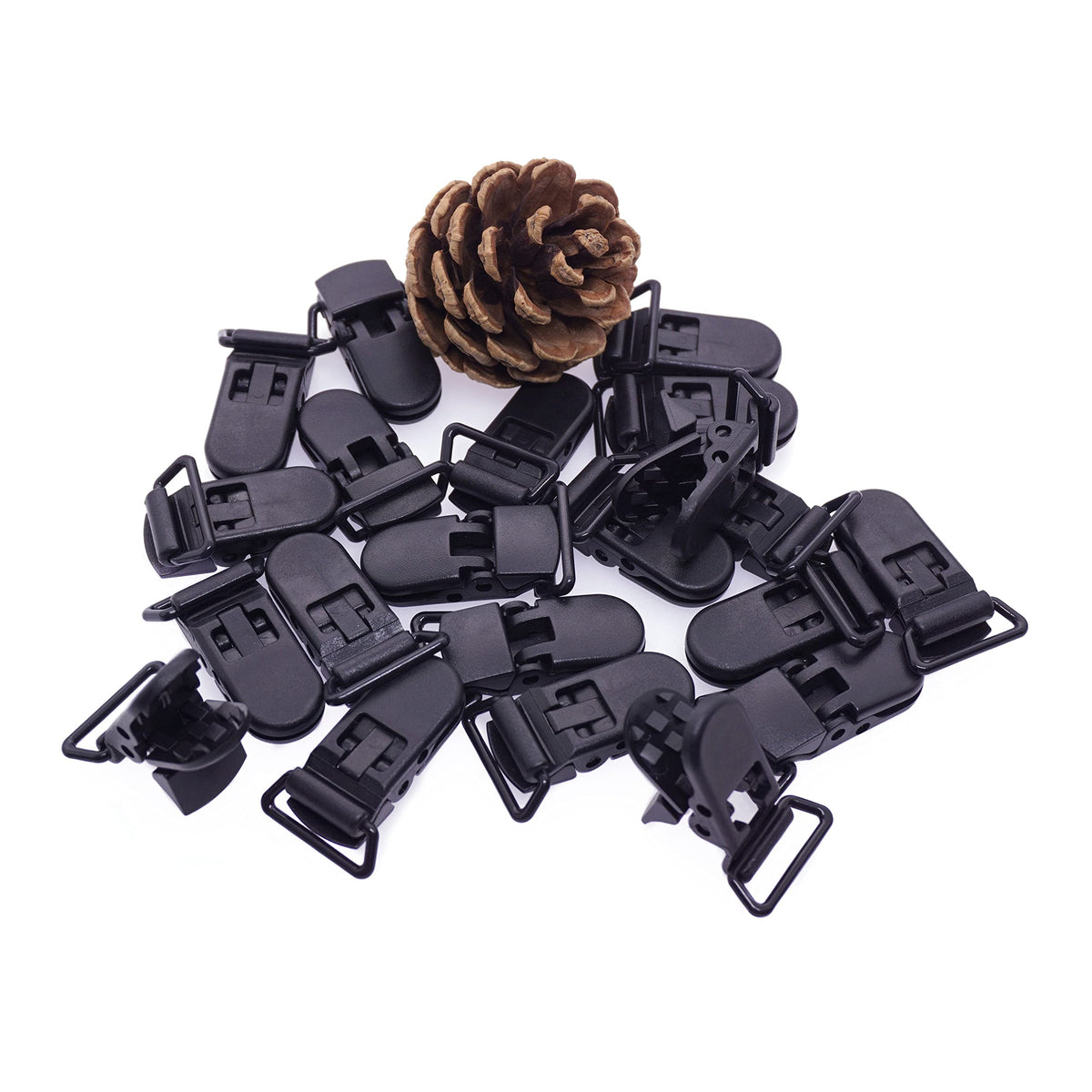 Sutoyuen 25-pack pacifier clips in black for DIY baby projects