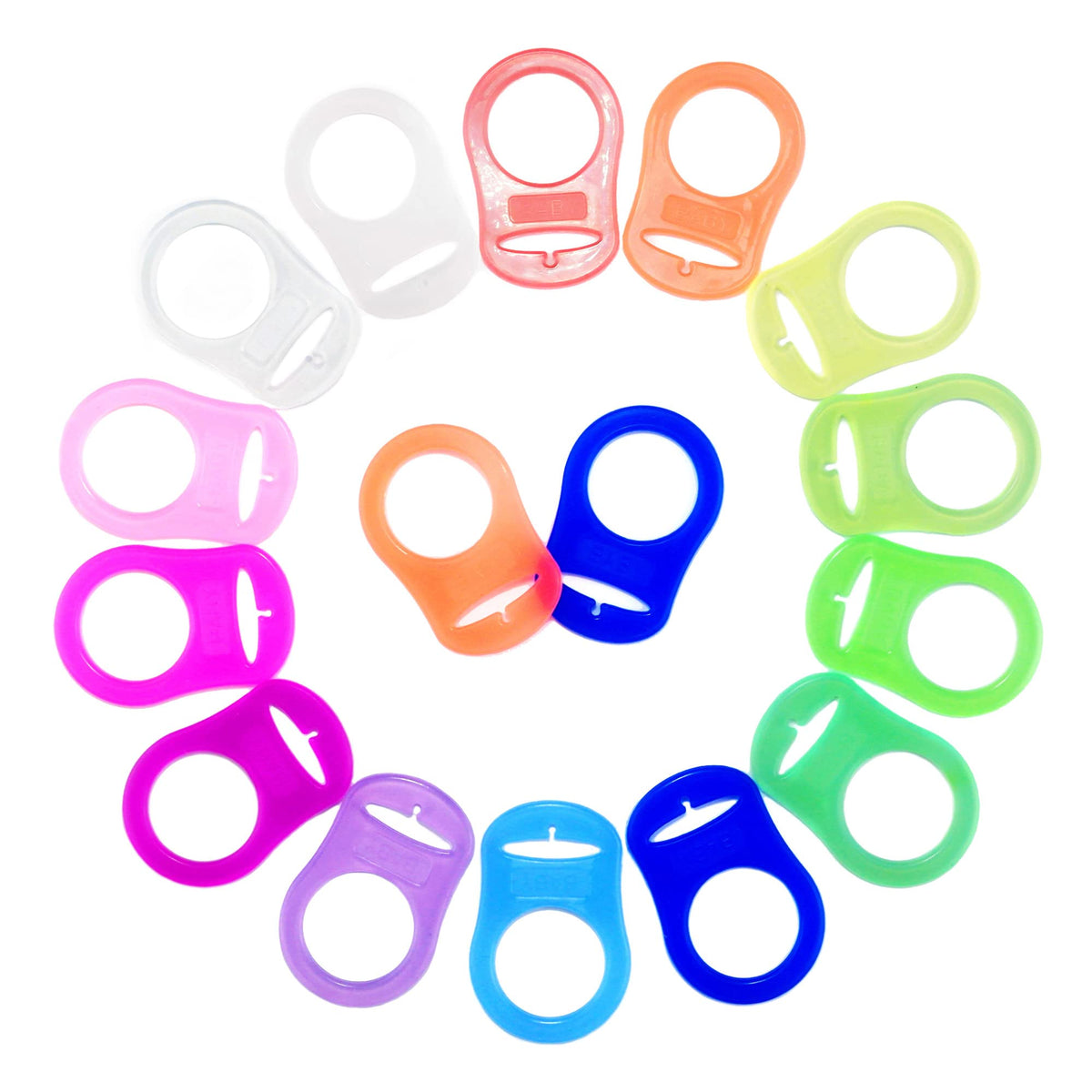 sutoyuen silicone adapter rings for button-style pacifiers in mixed colors, easy to keep pacifier clean