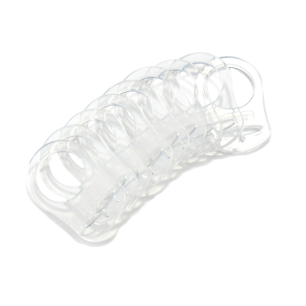 Sutoyuen transparent silicone adapter rings keep pacifiers clean and accessible.