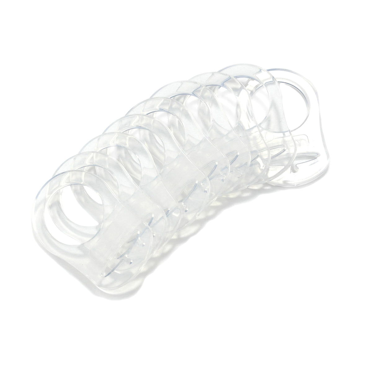 Sutoyuen transparent silicone adapter rings keep pacifiers clean and accessible.