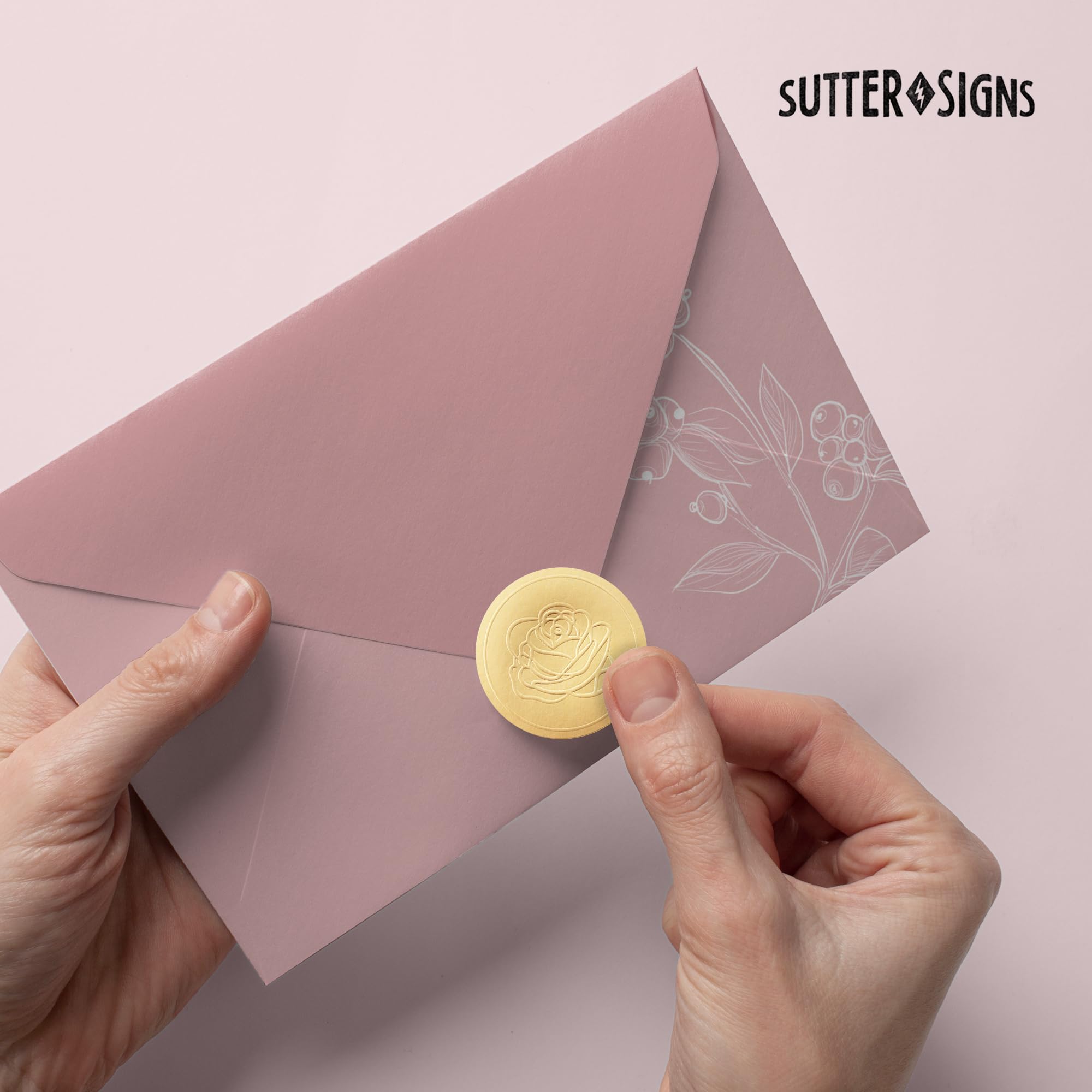 Sutter Signs wedding invite seal ideas with gold foil accents