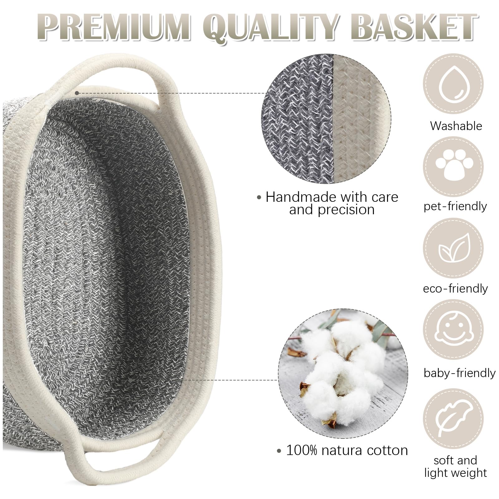 Suttmin gray woven basket on a nightstand ideal for bedside essentials