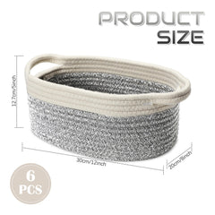 Suttmin gray baskets six-pack close-up cotton rope design for decluttering shelves